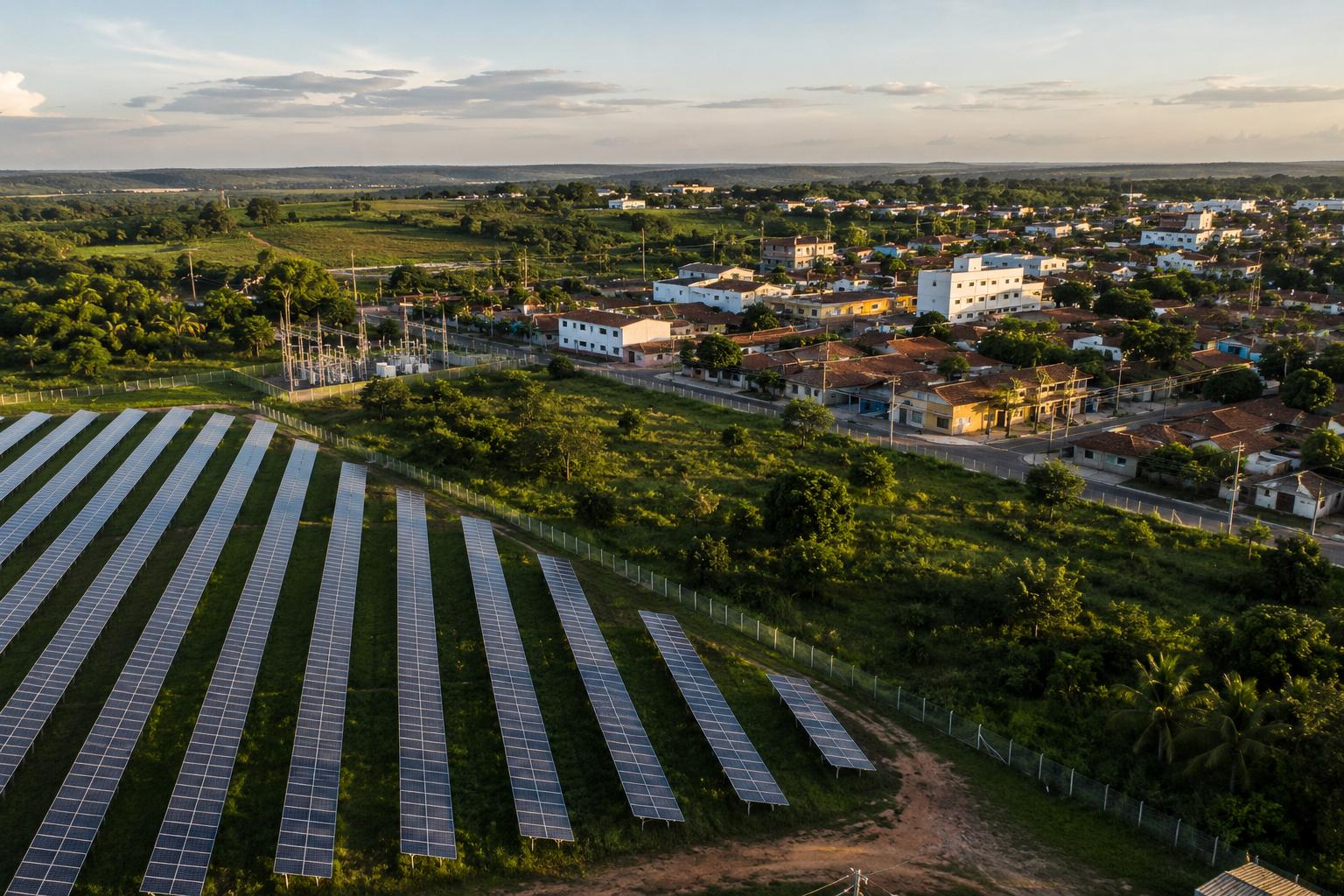 Vista aerea de usina solar da Solar Maranhao em operacao no Maranhao